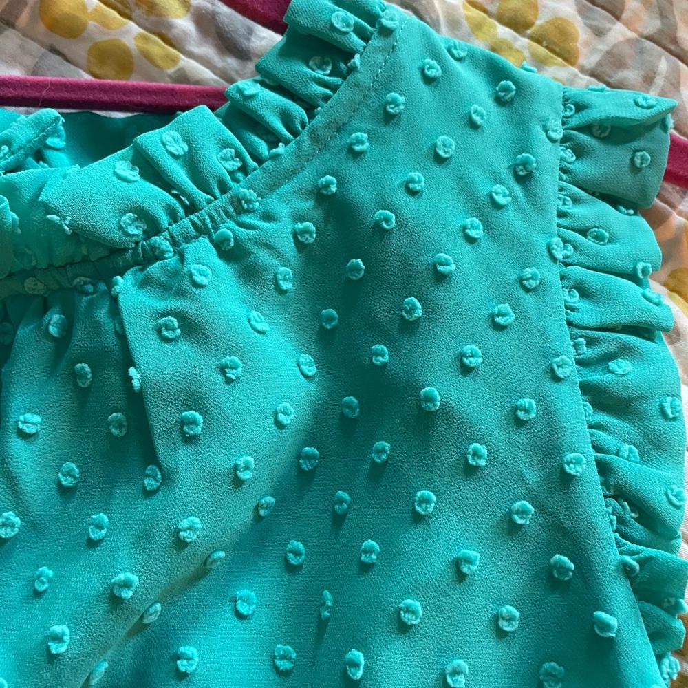 J. Crew Turquoise Ruffled Blouse